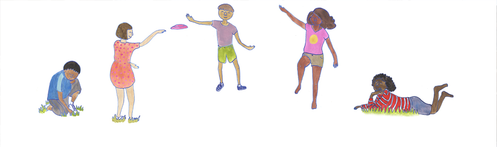 drawing of diverse children playing